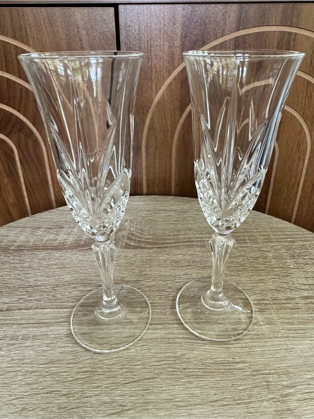 Crystal Champagne Flutes - Vintage Salzburg Cristal de Flandre set of 2